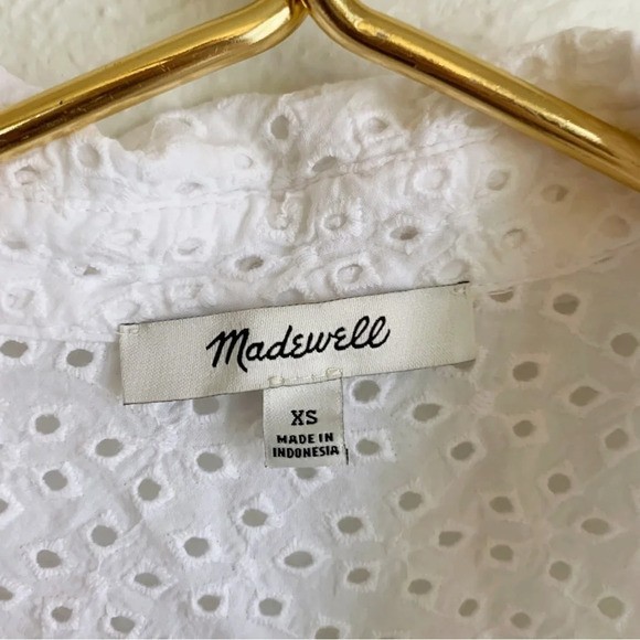 Madewell Eyelet Bell-Sleeve Shirt White Sz XS - Picture 4 of 5